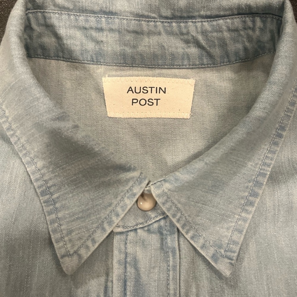 Austin Post Daybreak Denim Western Shirt Big Sky 100% Cotton Post Malone $198 - Picture 13 of 15